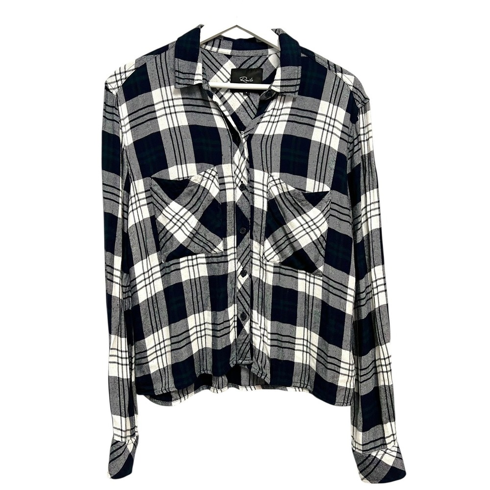 Rails Shirt‎ Womens Small Blue White Green Plaid Flannel Dylan Button Front L/S